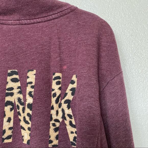 VS Pink Maroon Leopard Logo Quarter Zip Sweatshirt Size Small - Picture 6 of 7